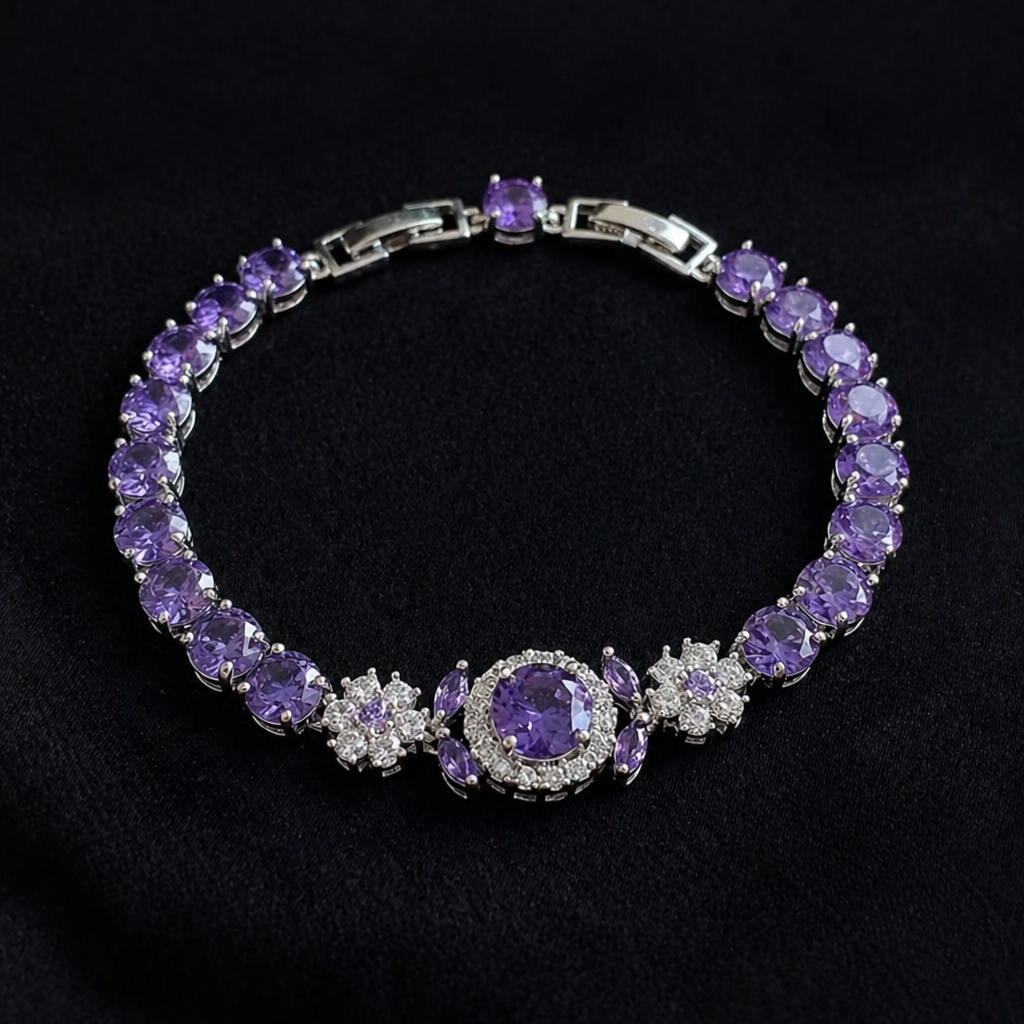 Velmira Crown White Gold Tennis Bracelet