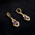 Moonlit Amethyst Teardrop Rose Gold Earrings