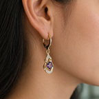 Moonlit Amethyst Teardrop Rose Gold Earrings