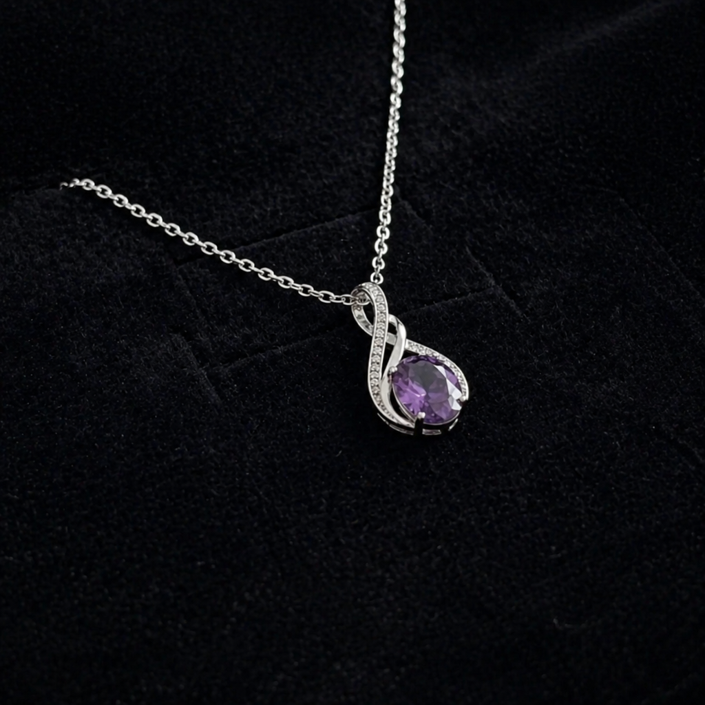 Amethyst Infinity White Gold Necklace
