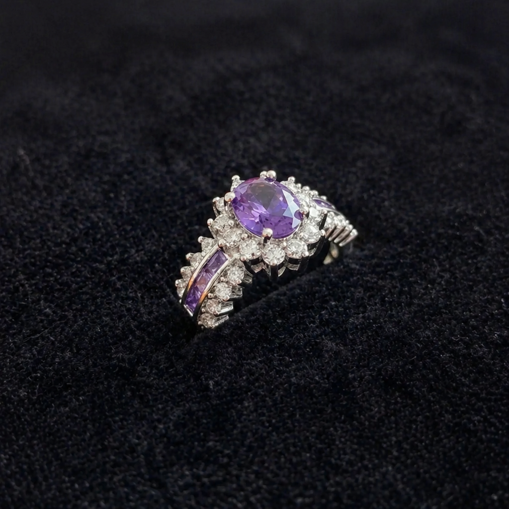 Amethyne Crown White Gold Ring