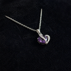 Amethyst Two Heart White Gold Necklace