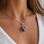Amethyst Two Heart White Gold Necklace