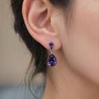 Amethyst Dewdrop White Gold Earrings