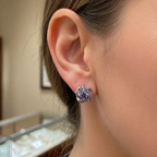 Purple Crystal Knot White Gold Earrings