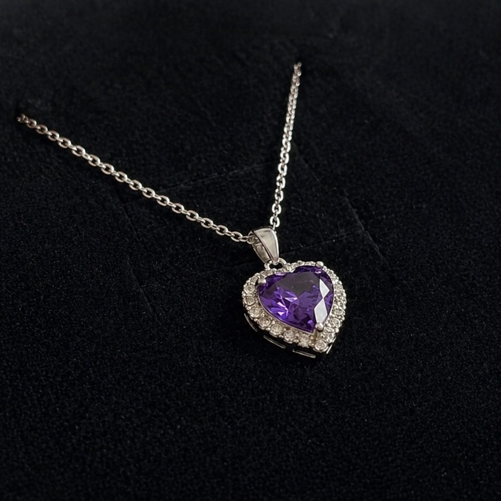 Amethyst Heart Radiance White Gold Necklace