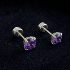 Amethyst White Gold Round Stud Earrings