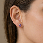 Amethyst White Gold Round Stud Earrings