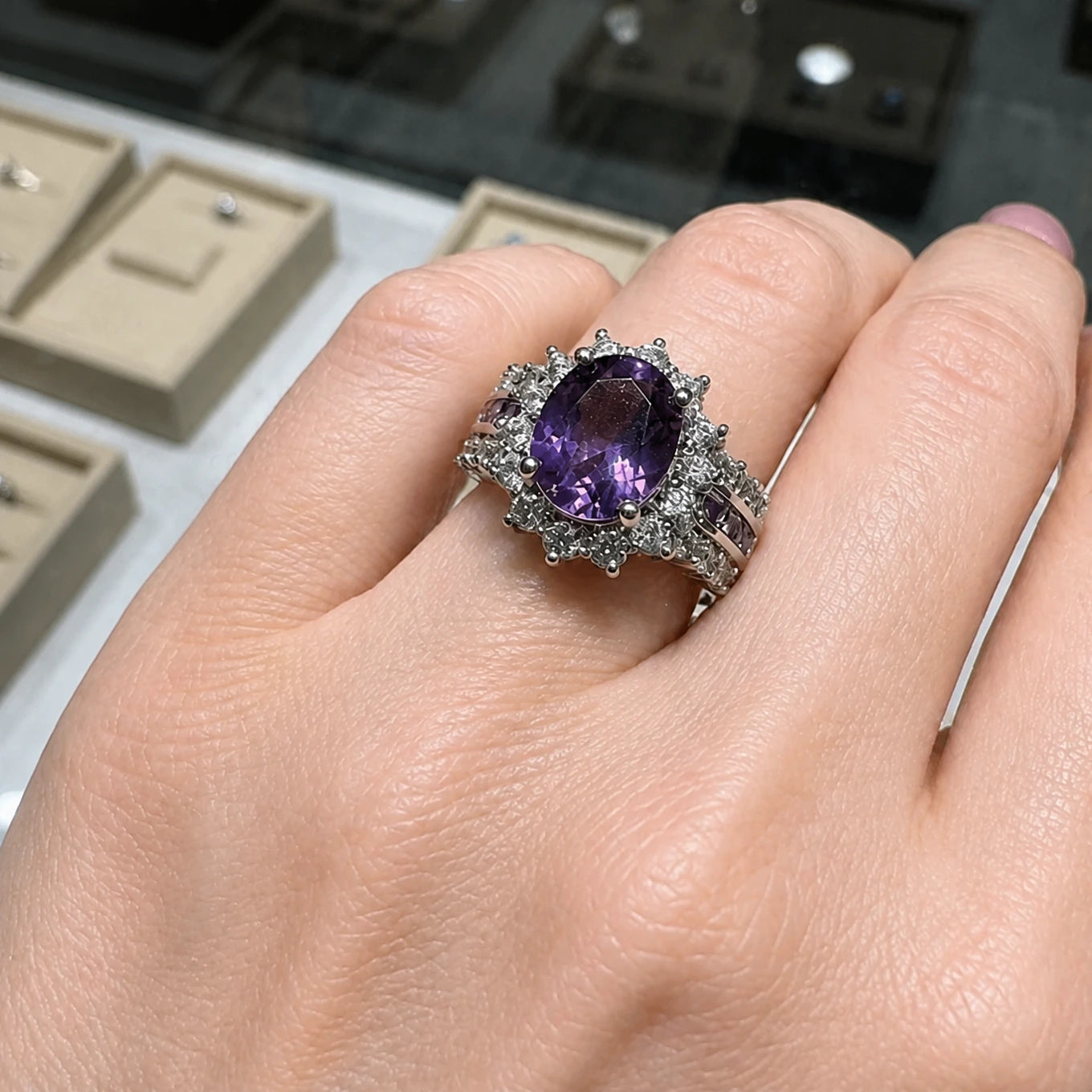 Amethyne Twilight Crown White Gold Ring