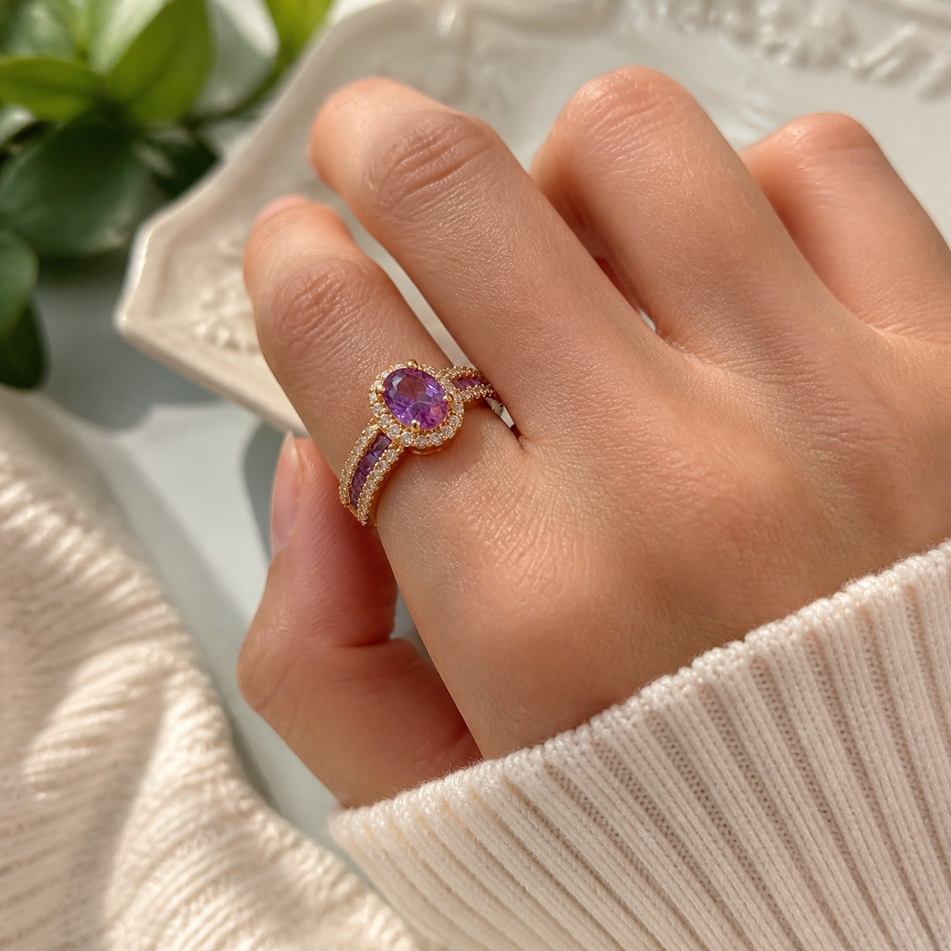Odelia Violet Lumina Rose Gold Ring