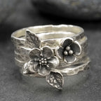 Vintage Flower Silver Layer Ring
