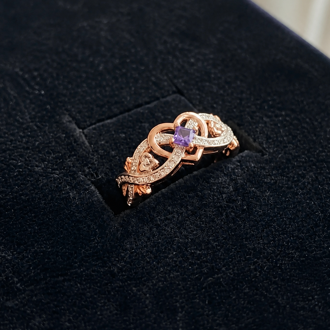 Amethyst Heart Violet Ring