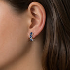 Royal Sapphire White Gold Crest Earrings