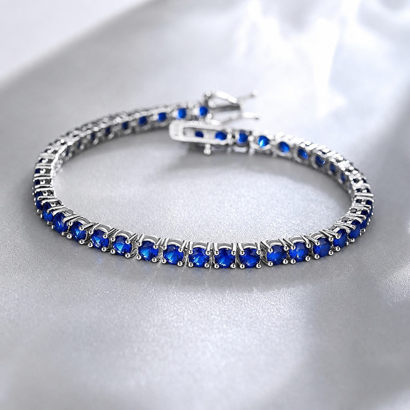 Sapphire Tennis White Gold Bracelet