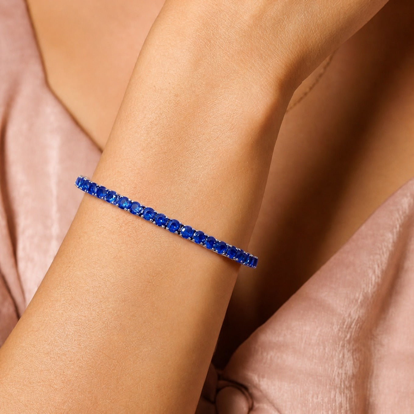 Sapphire Tennis White Gold Bracelet