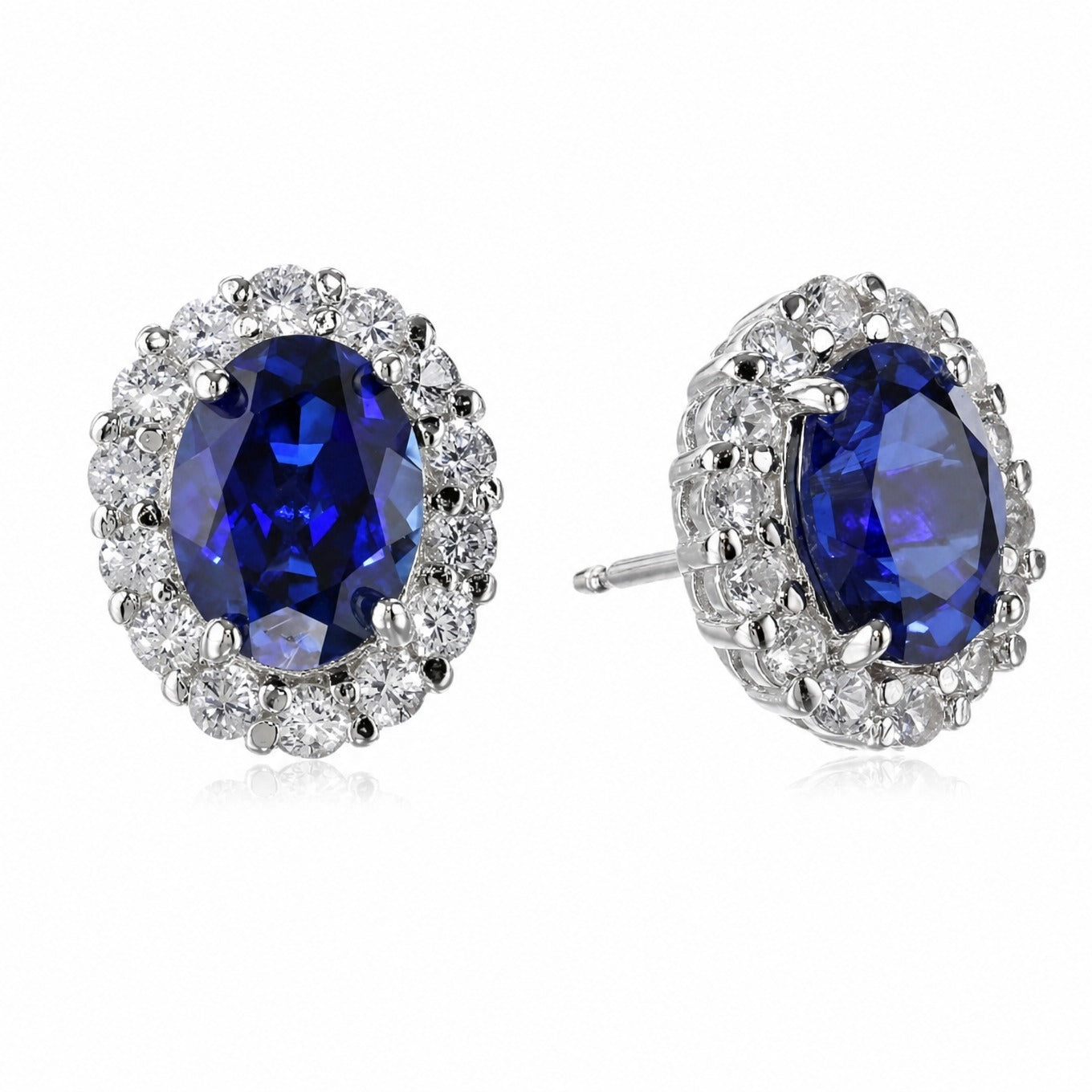 Oval Sapphire White Gold Earrings