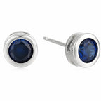 Sapphire Bezel White Gold Earrings