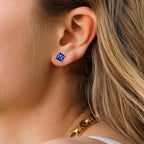 Minimalist Princess Cut White Gold Earrings
