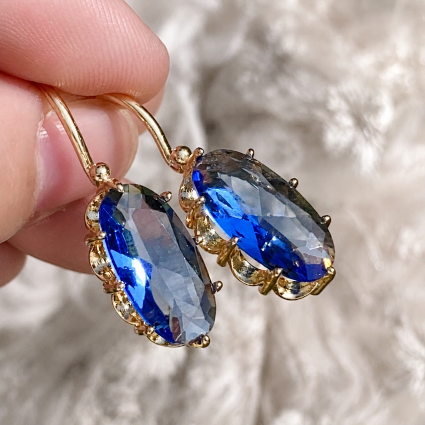 Blue Bloom Gold Earrings