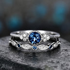 Sapphriel Crown White Gold Ring Set