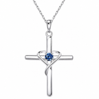 Sapphire Cross White Gold Necklace