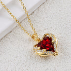 Angel Embrace Ruby Heart Gold Necklace