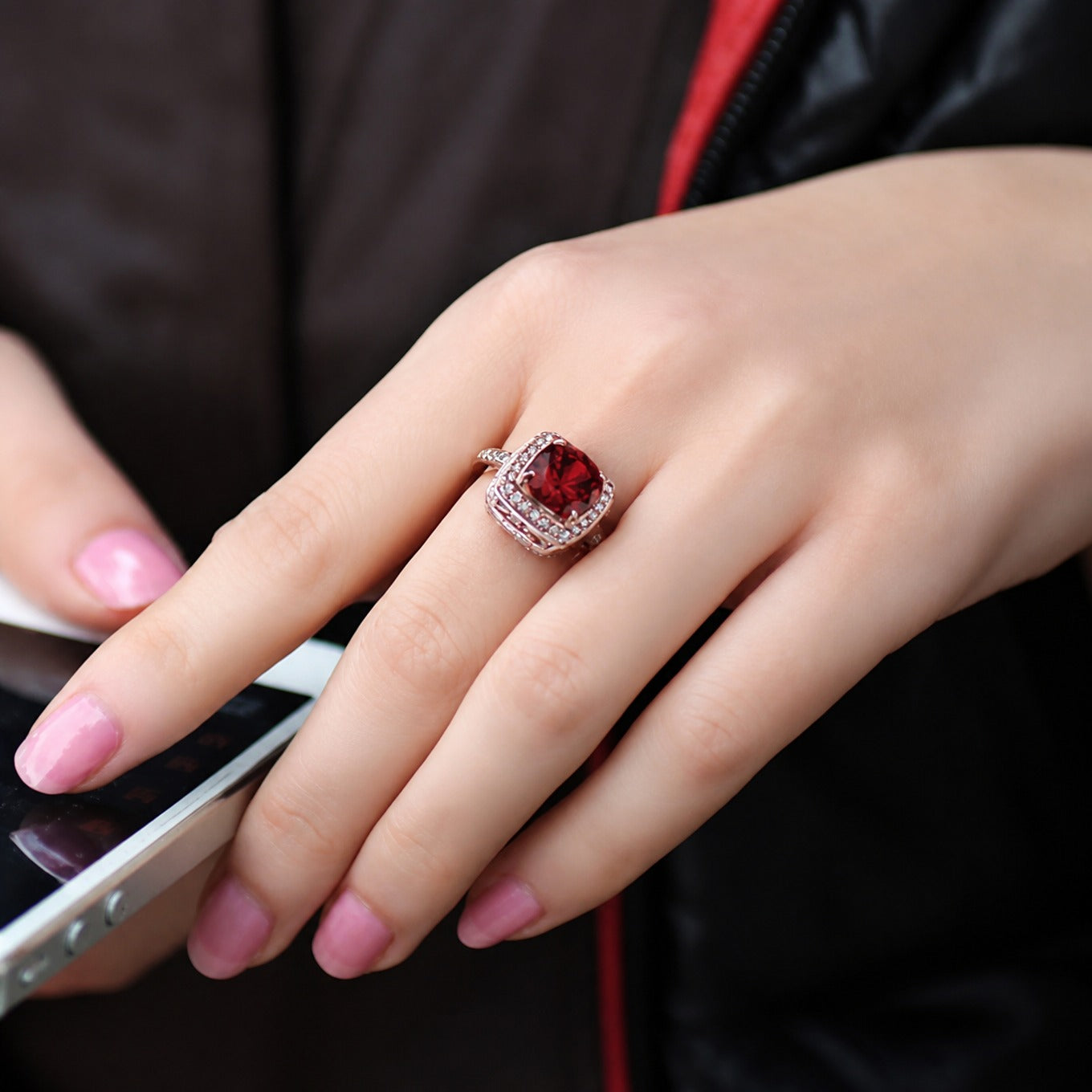 Ruby Halo Rose Gold Statement Ring