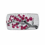 Ruby Blossom Tree White Gold Ring