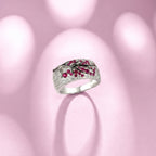 Ruby Blossom Tree White Gold Ring