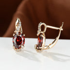 Crimson Twilight Drop Gold Earrings