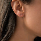 Ruby Round Stud Gold Earrings