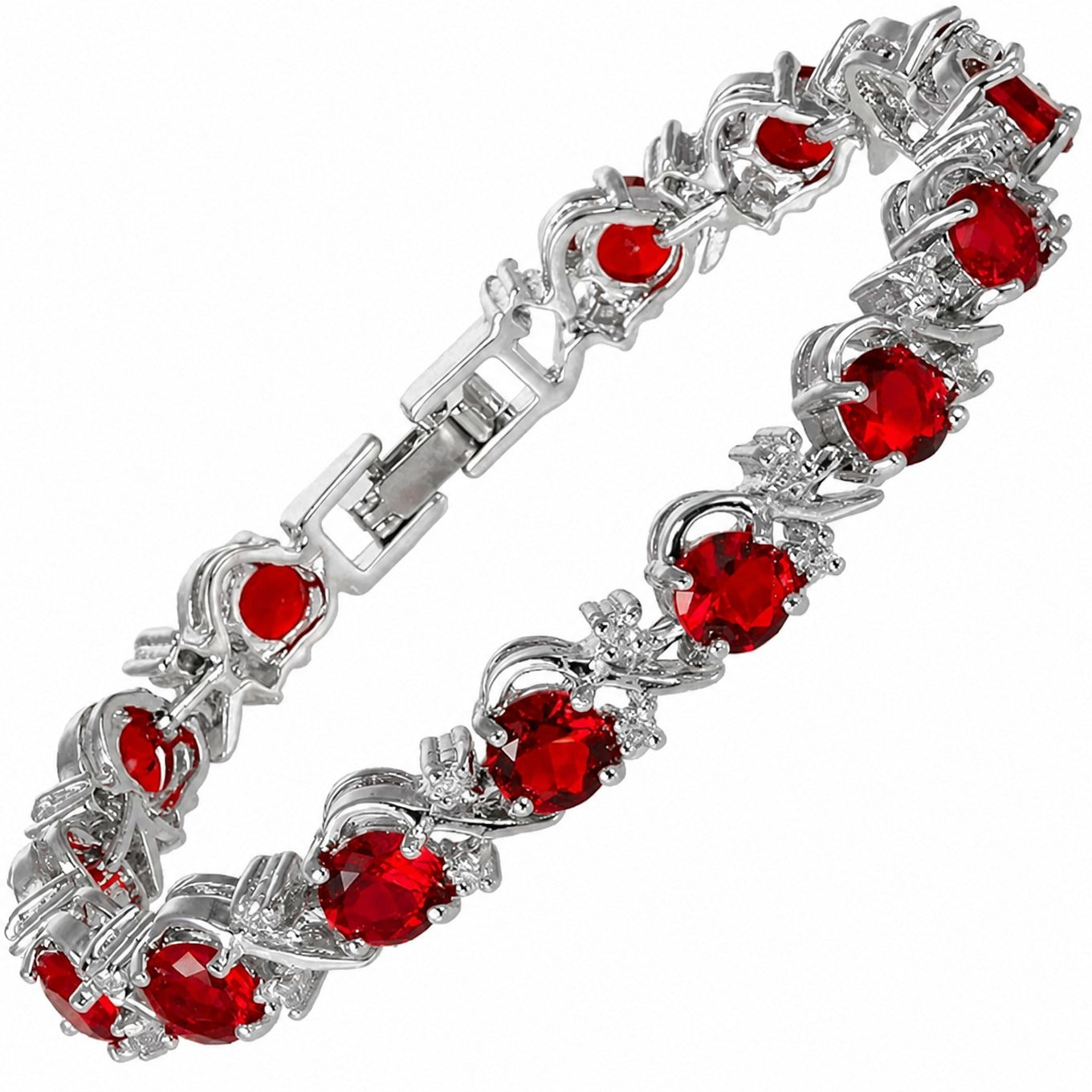 Ruby Vine Tennis White Gold Bracelet