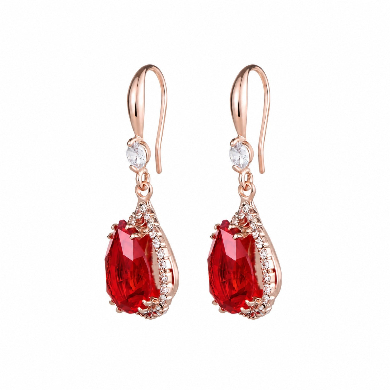Ruby Teardrop Rose Gold Earrings