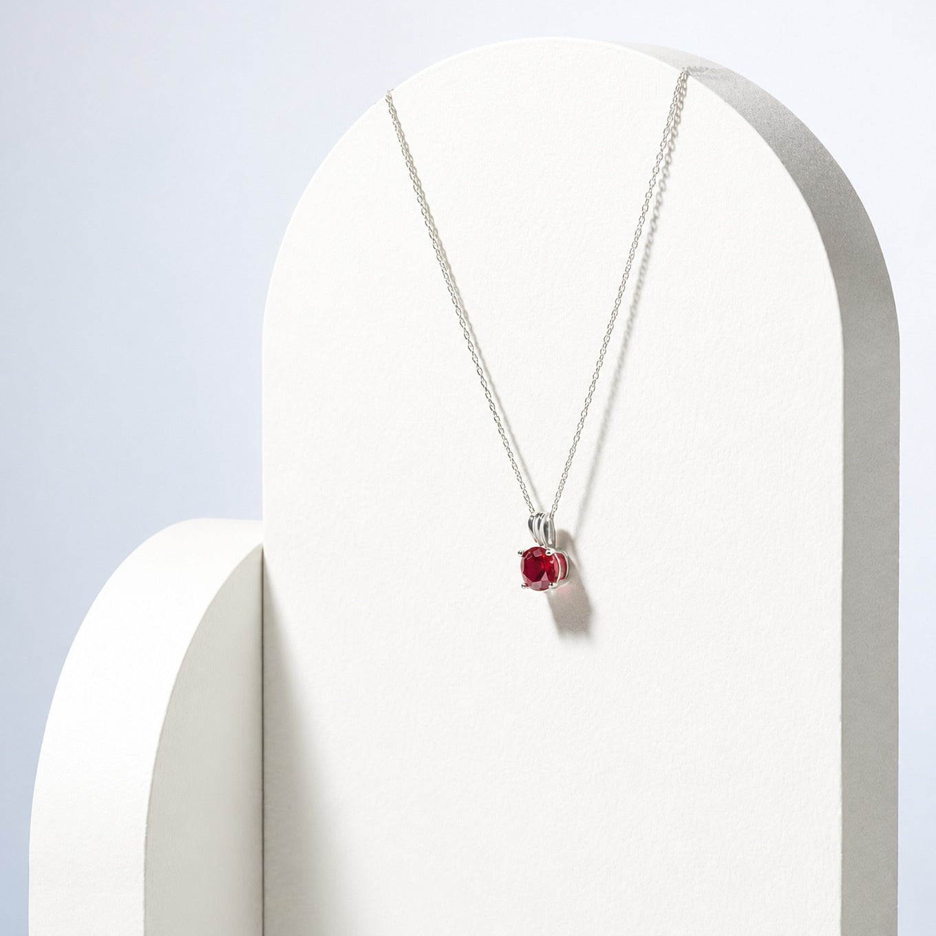Round Cut Ruby White Gold Necklace