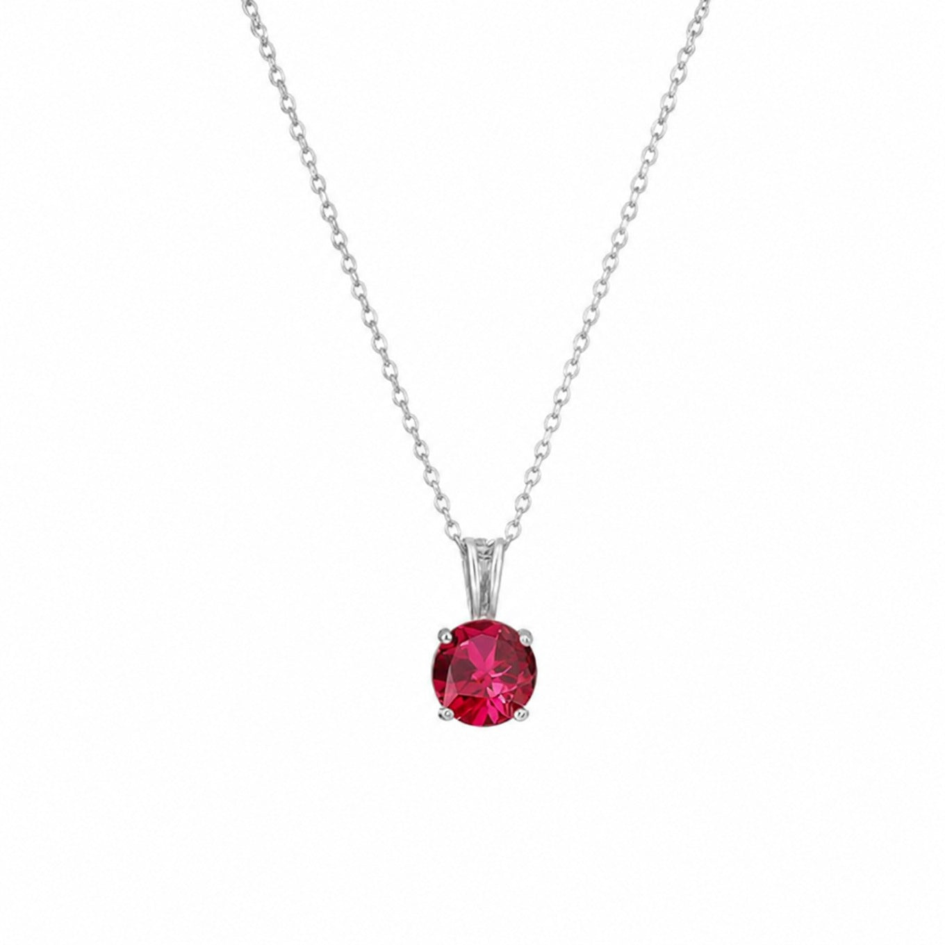Round Cut Ruby White Gold Necklace