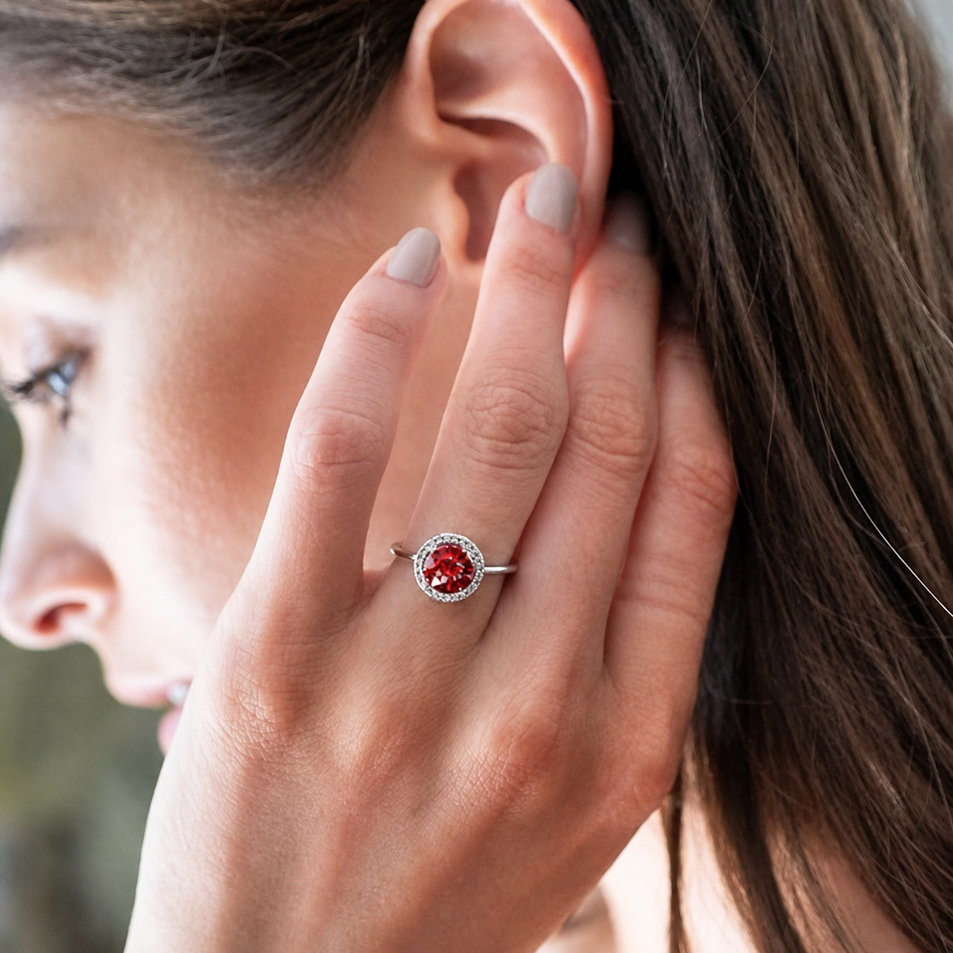 Crimson Glow Promise Ruby White Gold Ring