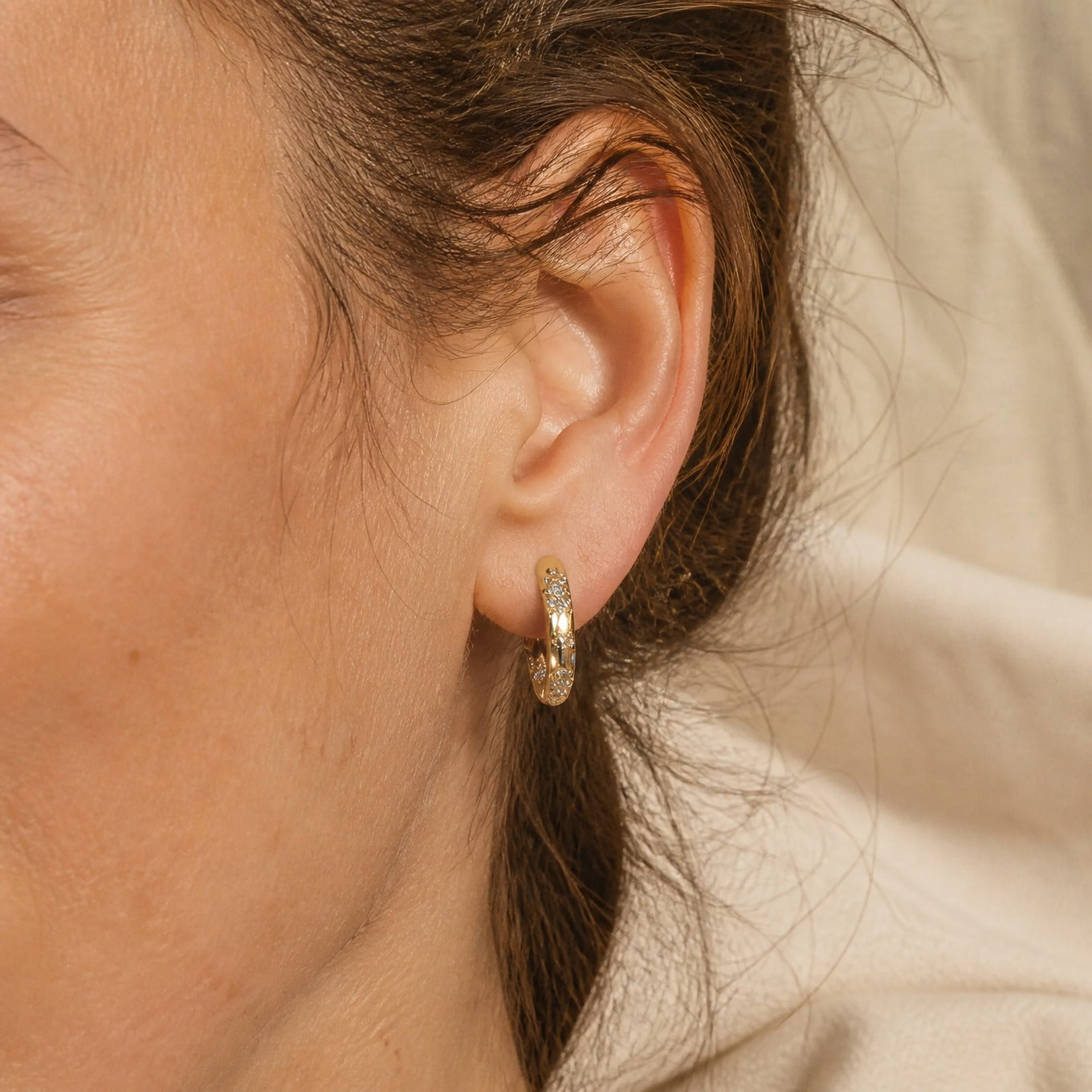 Crystal Edge Gold Hoops