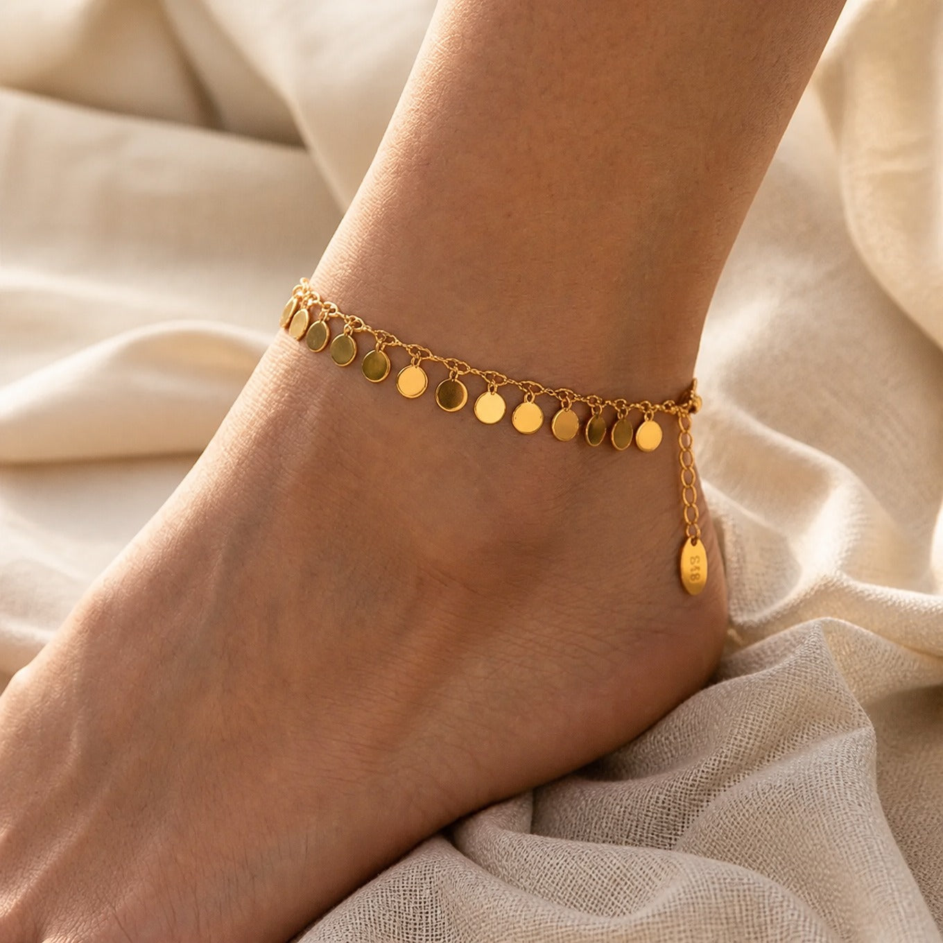 Golden Coin Cascade Anklet