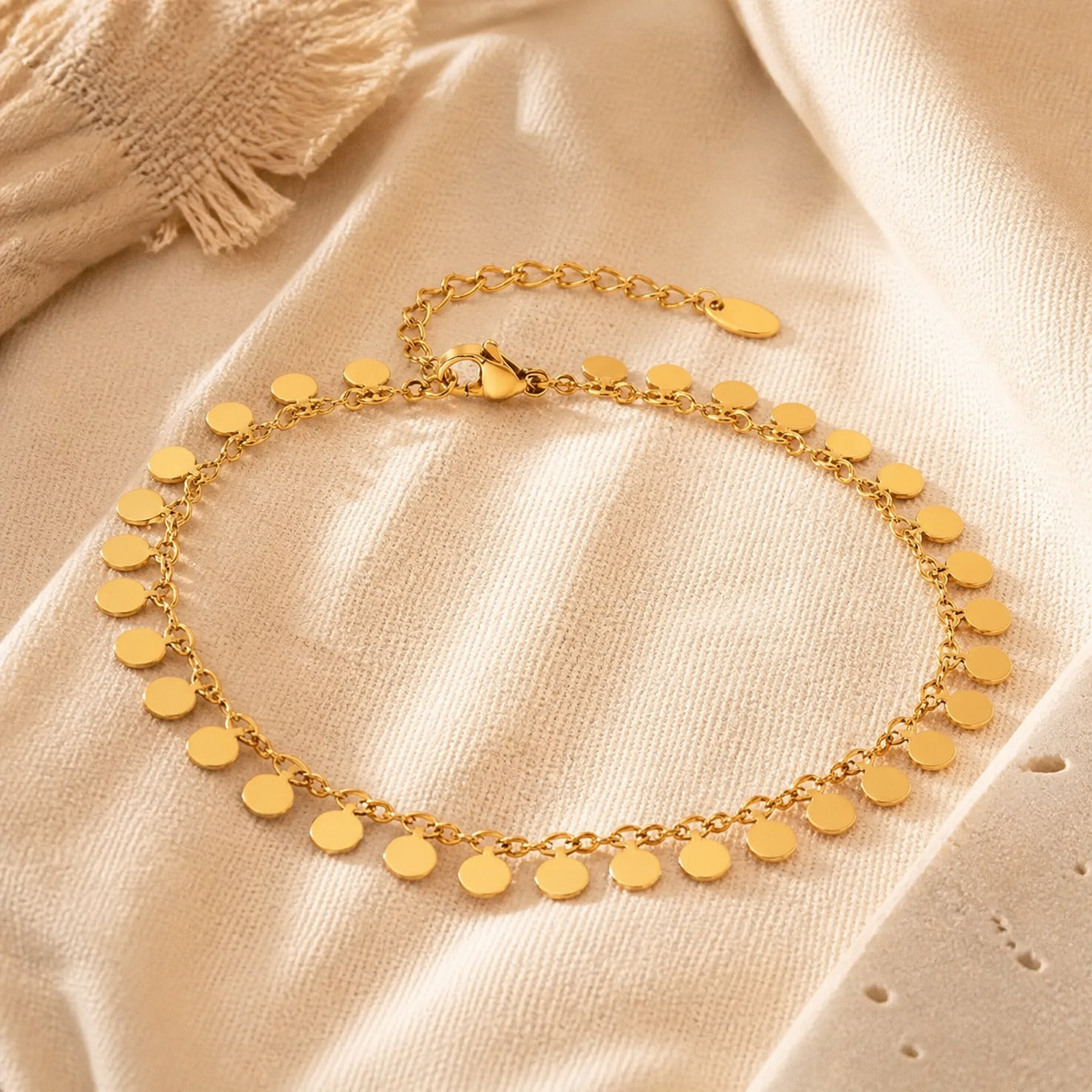 Golden Coin Cascade Anklet