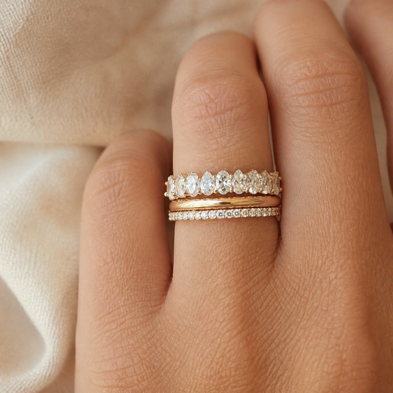 Golden Crystal Ring Stack