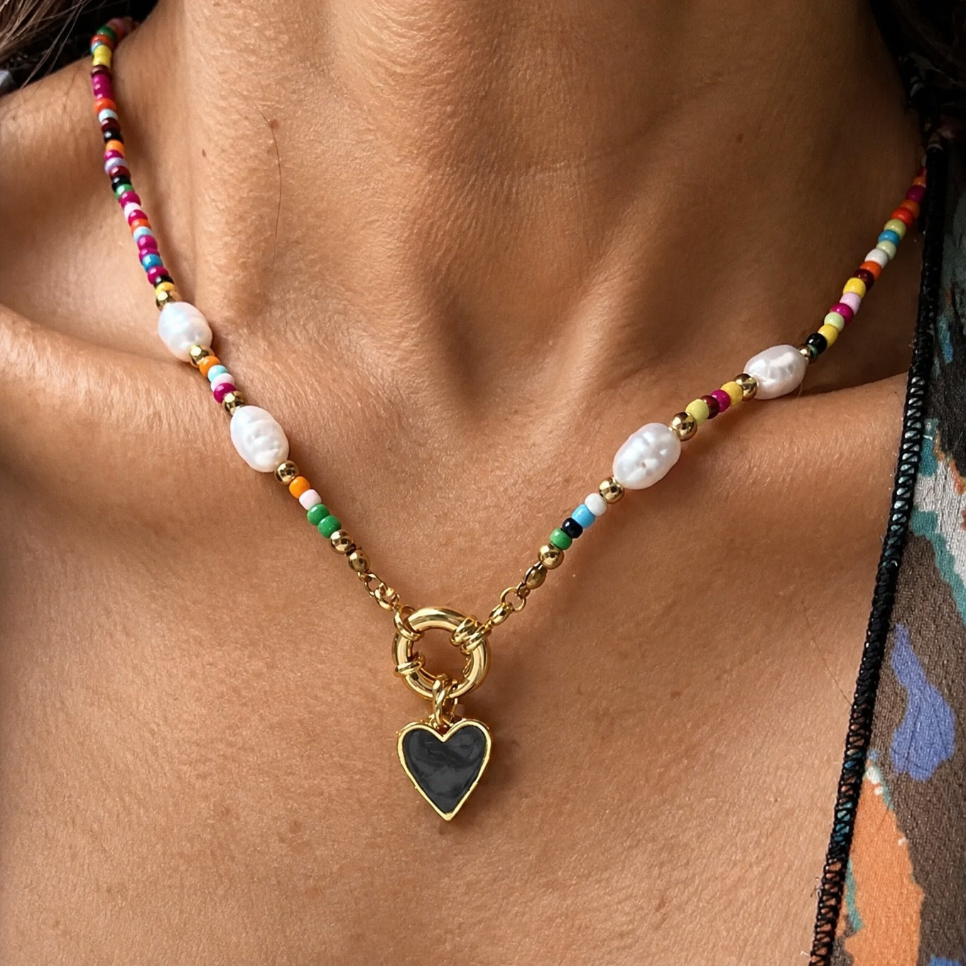 Coastal Heart Beaded Necklace