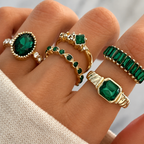 Zarina Exquisite Emerald Gold Ring Set