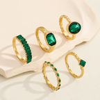 Zarina Exquisite Emerald Gold Ring Set