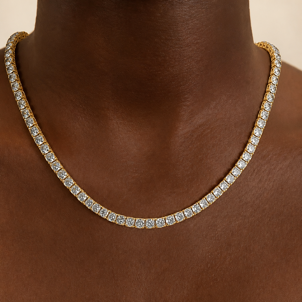 Dazzling Gold Tennis Necklace