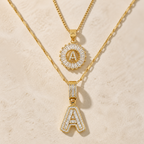 Pave Letter Initial Necklace Set