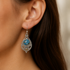Blue Turquoise Ornate Drop Earrings