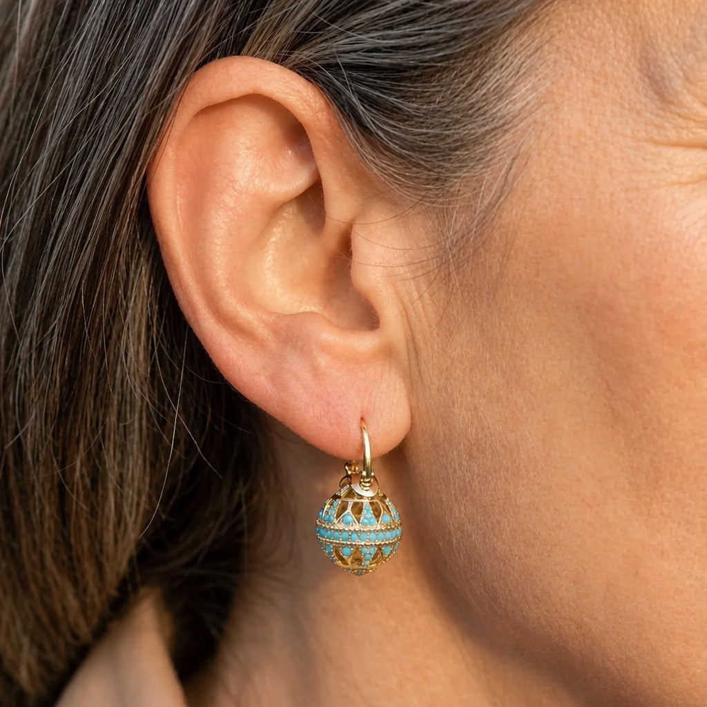 Turquoise Filigree Drop Earrings