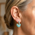Turquoise Heart Pavé Lock Earrings