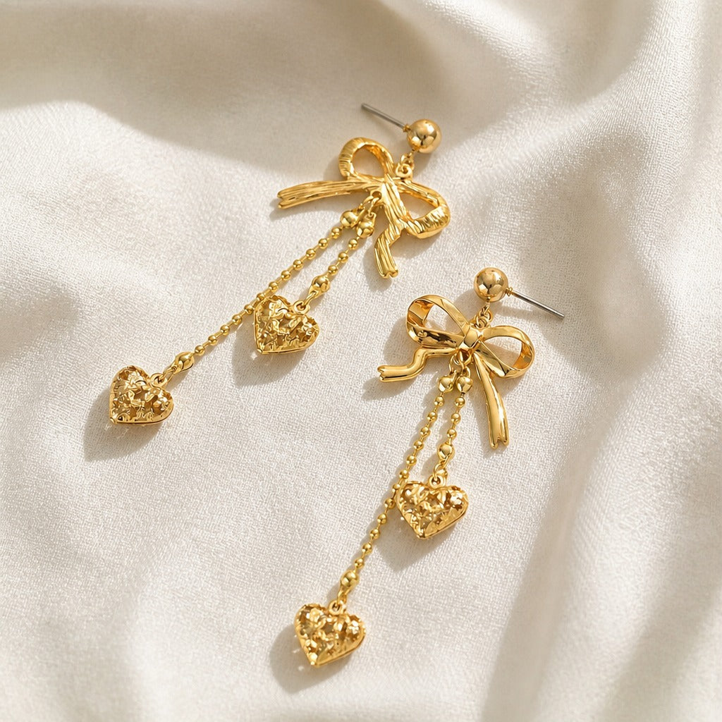 Amara Heart Bow Earrings