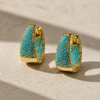 Turquoise Pavé Gold Earrings